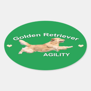 Goldener Retriever-Agility-Abziehbild Ovaler Aufkleber