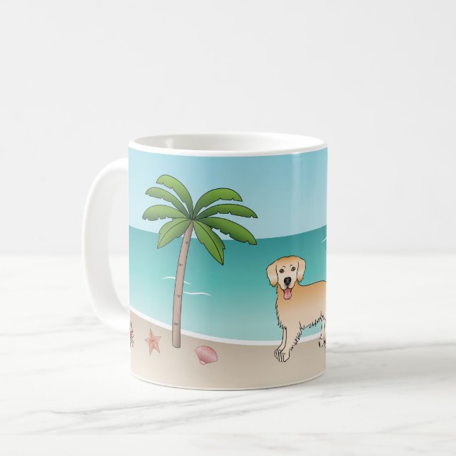 Goldener Retriever an einem tropischen Sommerstran Kaffeetasse (Vorderseite Links)