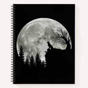 Goldener Retriever auf dem heiligen Halloween-Mond Notizbuch