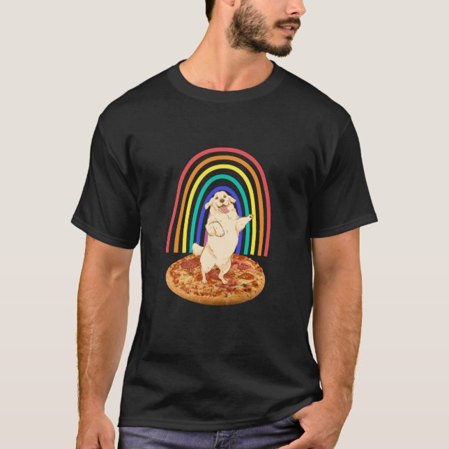 Goldener Retriever auf Pizza T-Shirt (Vorderseite)