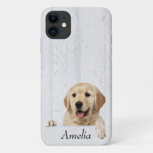Goldener Retriever auf weißem Holz Case-Mate iPhone Hülle