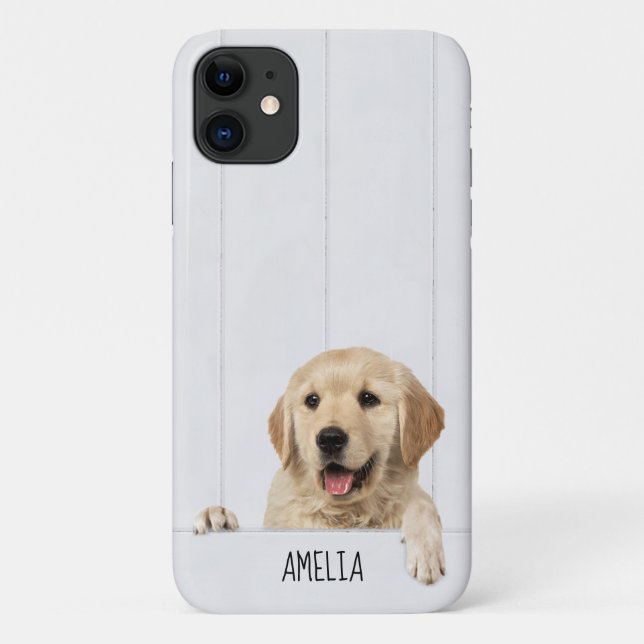 Goldener Retriever auf weißem Holz Case-Mate iPhone Hülle (Rückseite)