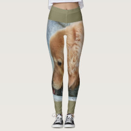 goldener Retriever aus dem Brunnen im Freien Leggings