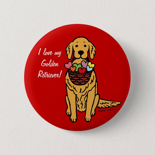 Goldener Retriever-Cartoon Button (Vorderseite)