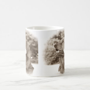 Goldener Retriever des Sepia mit Rose Tasse