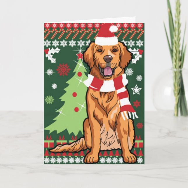 Goldener Retriever für Weihnachtskarten Feiertagskarte (Vorderseite)