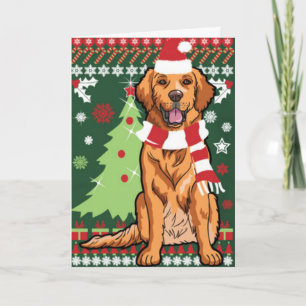 Goldener Retriever für Weihnachtskarten Feiertagskarte