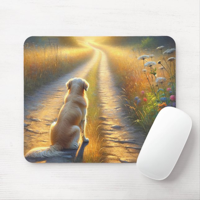 Goldener Retriever Gewartet auf der Straße Mousepad (Mit Mouse)
