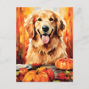 Goldener Retriever Herbst Erntedank Postkarte