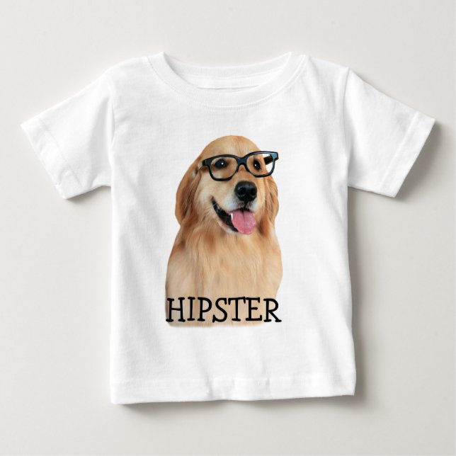 Goldener Retriever-Hipster-Nerd Baby T-shirt (Vorderseite)
