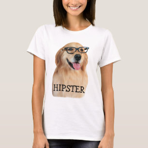 Goldener Retriever-Hipster-Nerd T-Shirt