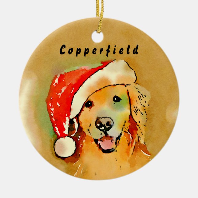 Goldener Retriever-Hund mit rotem Keramikornament (Vorne)