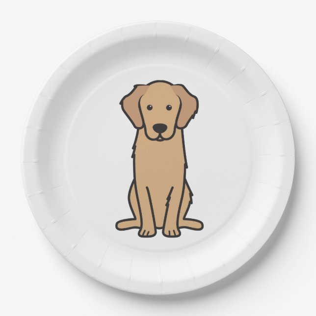 Goldener Retriever-HundeCartoon Pappteller (Vorderseite)