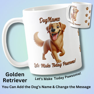 Goldener Retriever, Hundename hinzufügen, Text änd Kaffeetasse