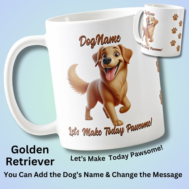 Goldener Retriever, Hundename hinzufügen, Text änd Kaffeetasse (Von Creator hochgeladen)