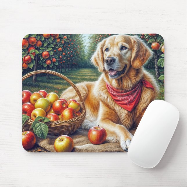 Goldener Retriever im Apfelgarten Mousepad (Mit Mouse)