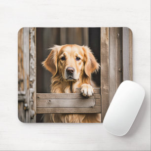 Goldener Retriever im Bargelfenster Mousepad