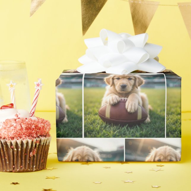 Goldener Retriever im Fußball Geschenkpapier (Geburtstagsparty)