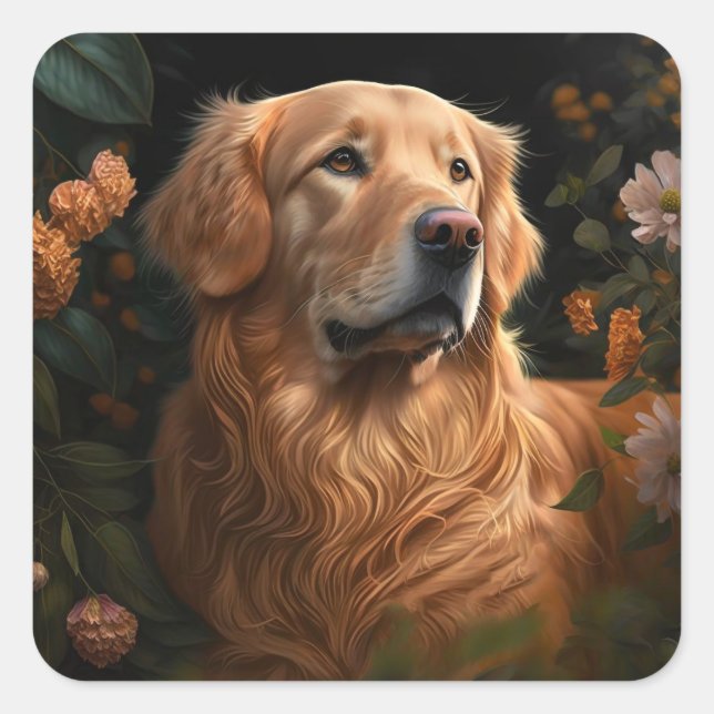 Goldener Retriever im Garten - Aufkleber (Vorderseite)