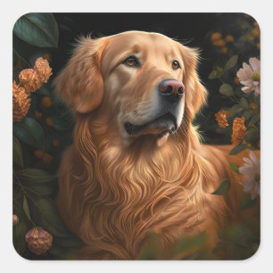 Goldener Retriever im Garten - Aufkleber