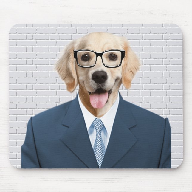 goldener Retriever im geschäftlichen Anzug Mousepad (Vorne)