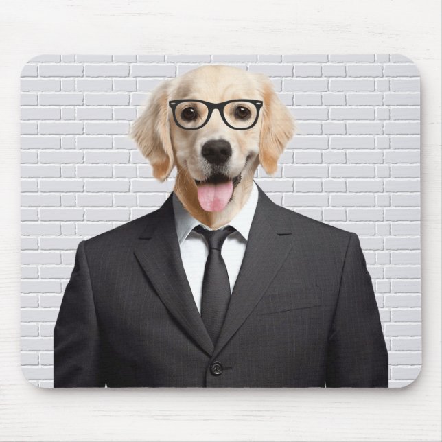 goldener Retriever im geschäftlichen Anzug Mousepad (Vorne)