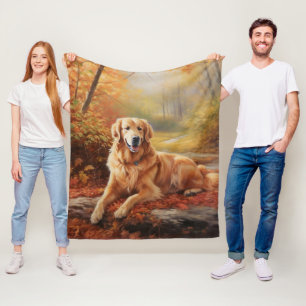 Goldener Retriever im Herbst Leaves Inspiriert Fleecedecke