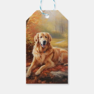 Goldener Retriever im Herbst Leaves Inspiriert Geschenkanhänger