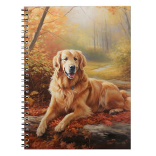 Goldener Retriever im Herbst Leaves Inspiriert Notizblock