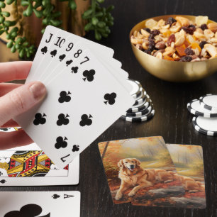 Goldener Retriever im Herbst Leaves Inspiriert Spielkarten