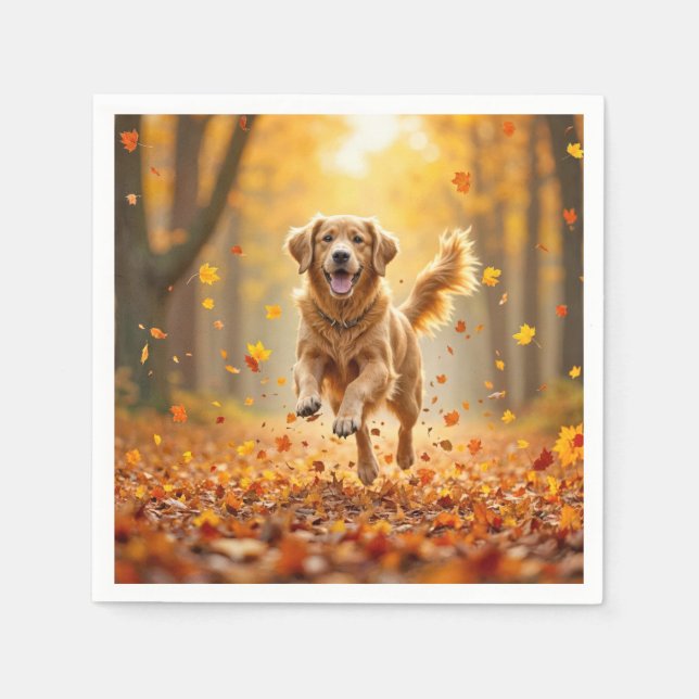 Goldener Retriever im Herbstwald Serviette (Vorderseite)