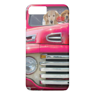 Goldener Retriever im roten Retrofahrzeug Case-Mate iPhone Hülle