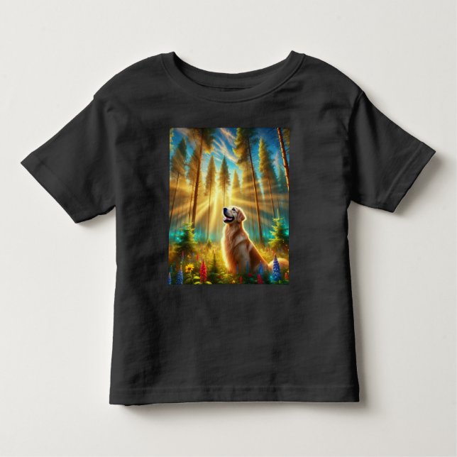 Goldener Retriever im verzauberten Wald Kleinkind T-shirt (Vorderseite)