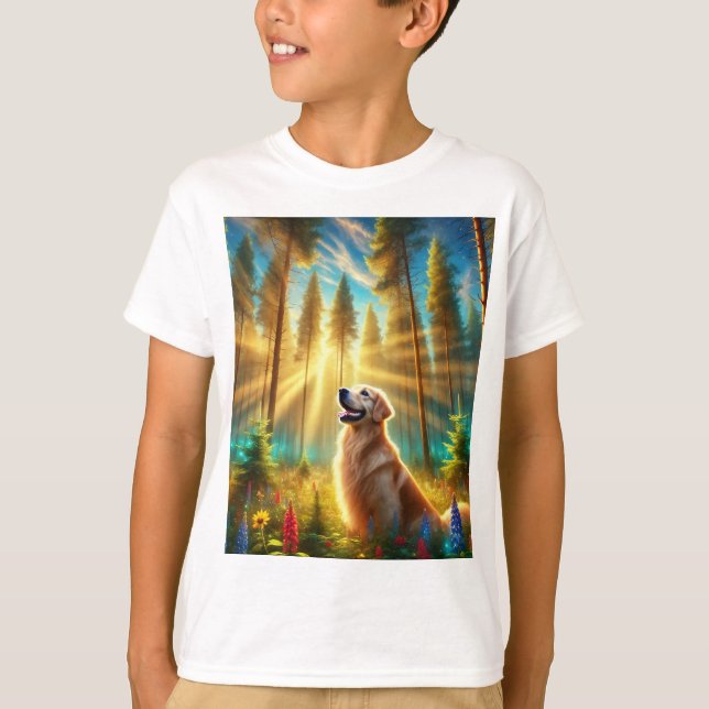 Goldener Retriever im verzauberten Wald T-Shirt (Vorderseite)