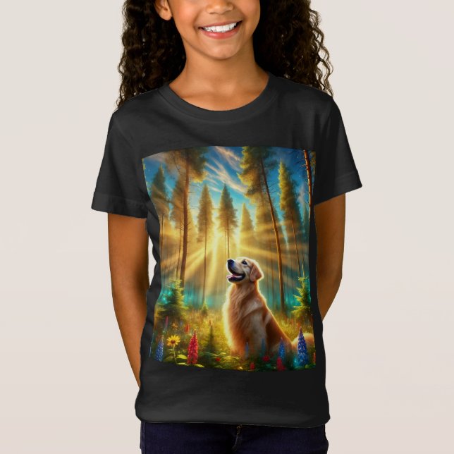 Goldener Retriever im verzauberten Wald T-Shirt (Vorderseite)