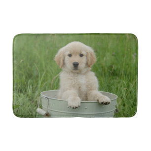 Goldener Retriever im Waschbecken Badematte