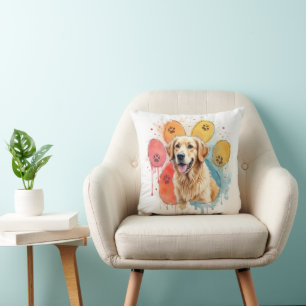 Goldener Retriever in Aquarellfarben Printwerbung Kissen
