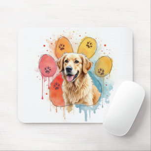 Goldener Retriever in Aquarellfarben Printwerbung Mousepad