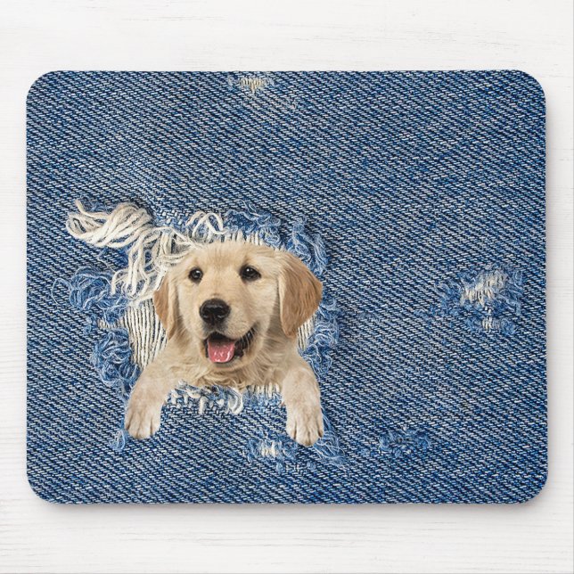 Goldener Retriever in blauem Loch Mousepad (Vorne)
