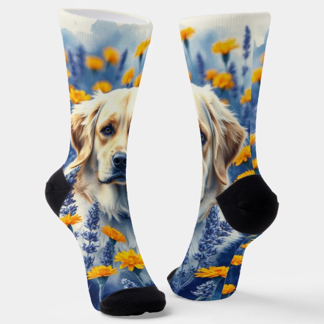 Goldener Retriever in den Blume Socken (Gewinkelt)