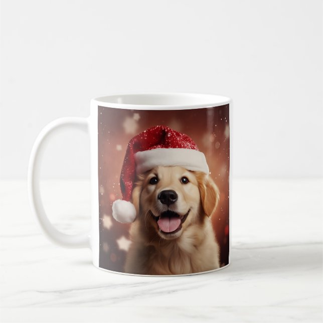 Goldener Retriever in der Weihnachtsmannmütze Kaffeetasse (Links)