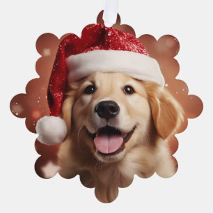 Goldener Retriever in der Weihnachtsmannmütze Ornament Karte