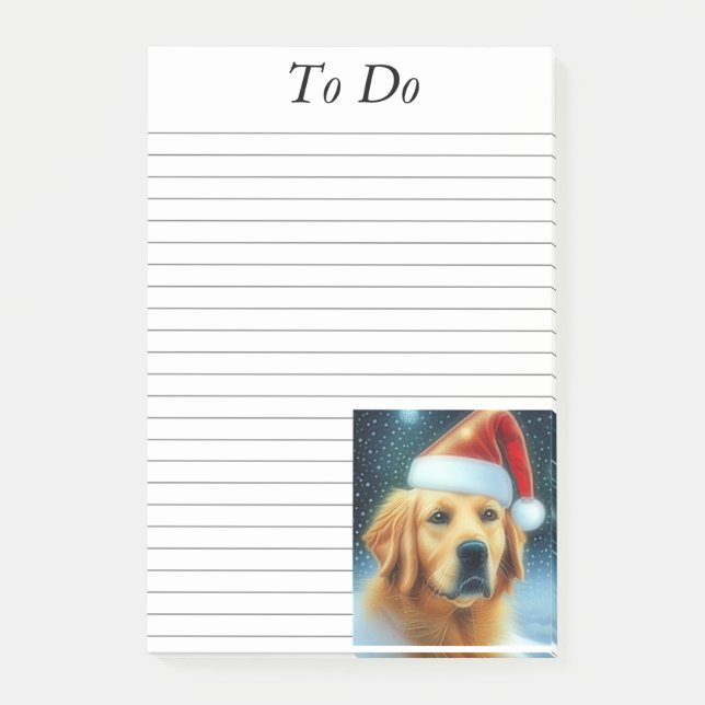 Goldener Retriever in der Weihnachtsmannmütze Post-it Klebezettel (Vorderseite)