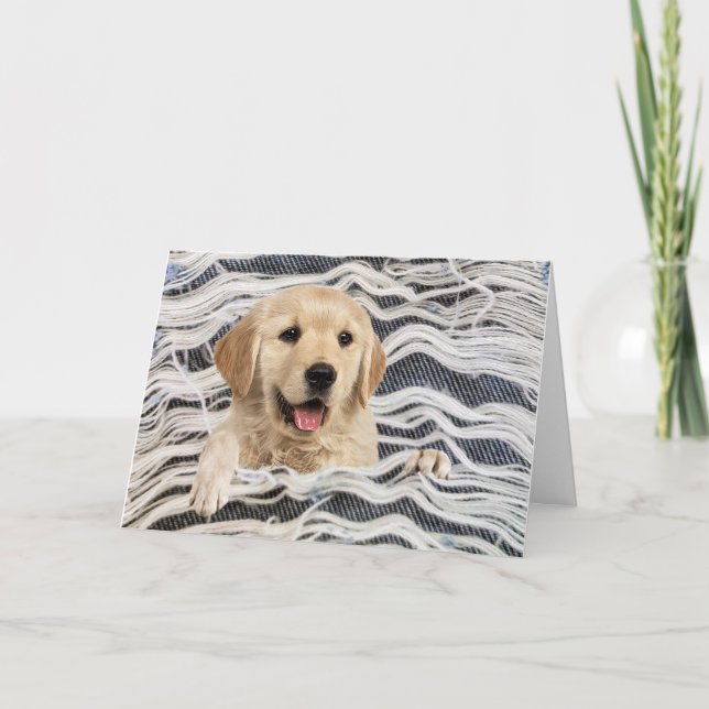 Goldener Retriever in Frayed Denim Karte (Vorderseite)