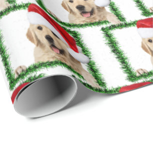 Goldener Retriever in grünem Rahmen Geschenkpapier