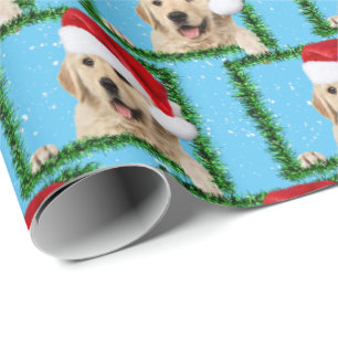 Goldener Retriever in grünem Rahmen Geschenkpapier