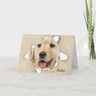 Goldener Retriever in Paper Hole Hello Card Karte