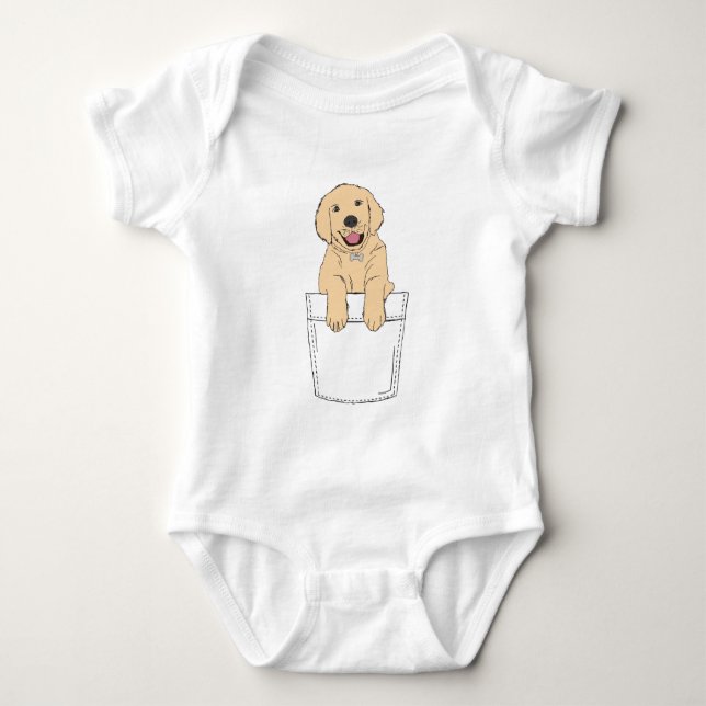 Goldener Retriever in Pocket Clipart Niedlicher We Baby Strampler (Vorderseite)