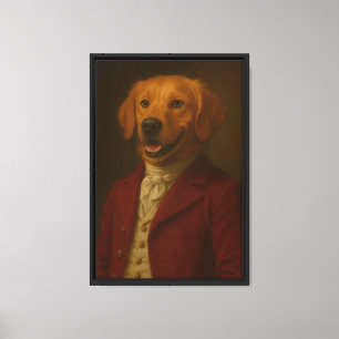 Goldener Retriever in Red Coat Gerahmte Leinwand W