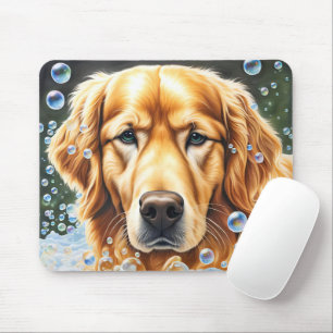Goldener Retriever in Seifenblasen Mousepad